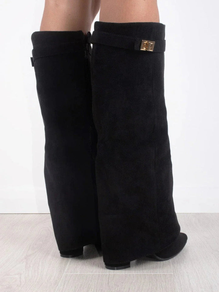 Ava | Women’s Leather Thigh-High Boots With Buckle Detail