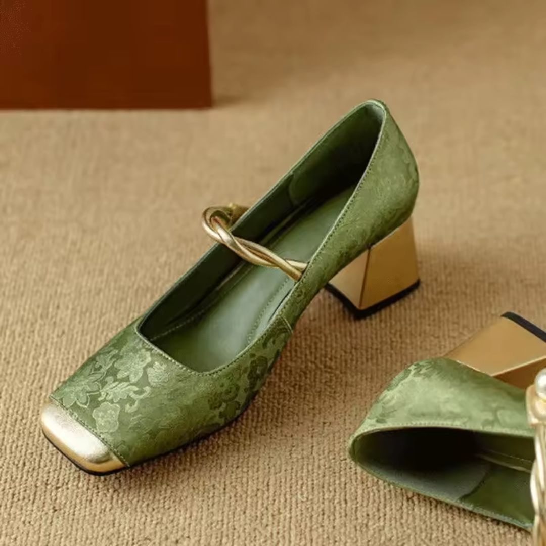 AURELIA | ELEGANT GOLD STATEMENT HEELS FOR WOMEN