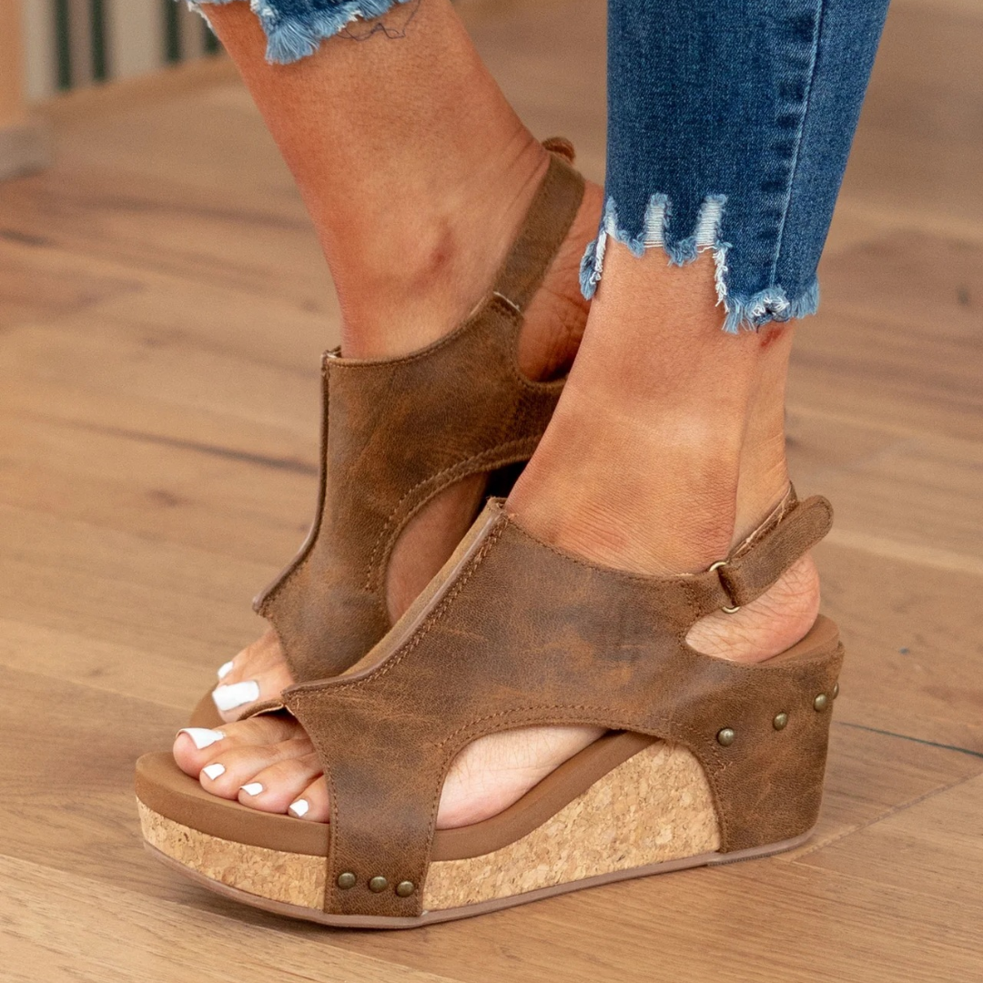 Linda | Elegant Suede Wedge Sandals For Women