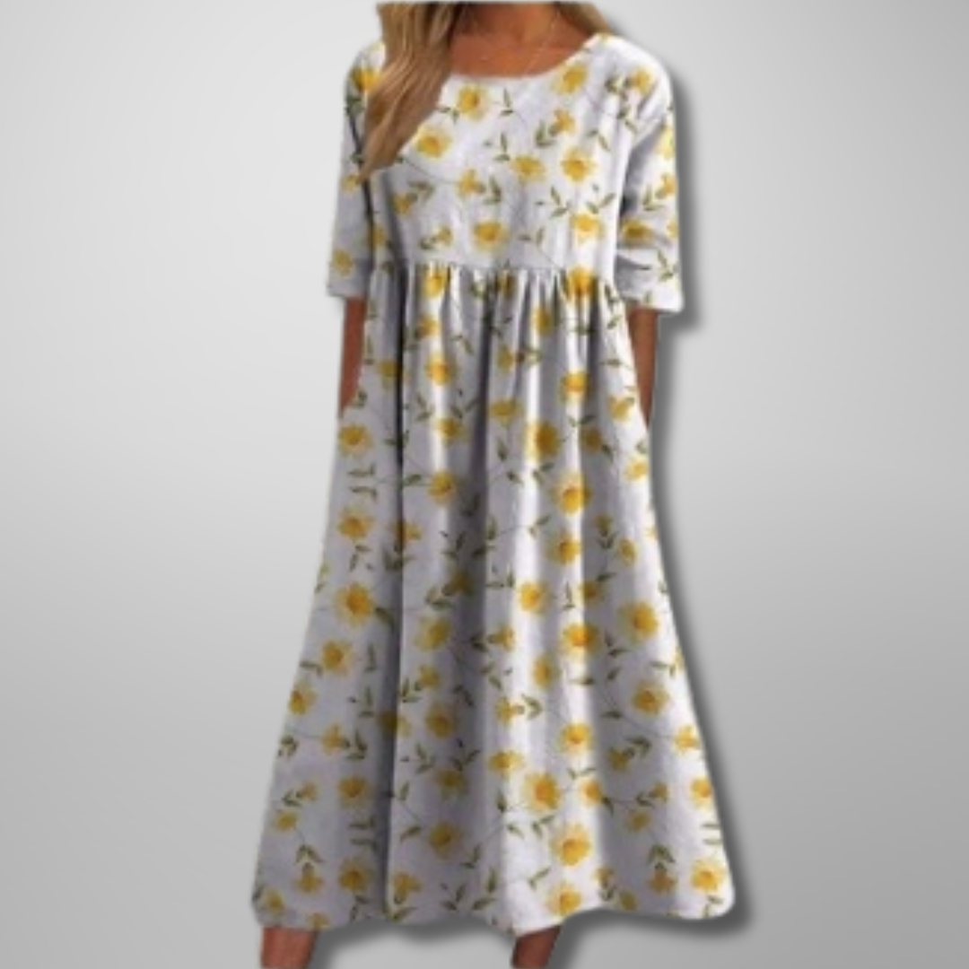 Juliette | Relaxed Botanical Print Midi Dress For Women