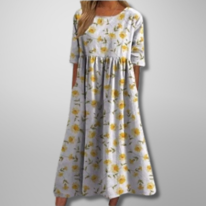 Juliette | Relaxed Botanical Print Midi Dress For Women