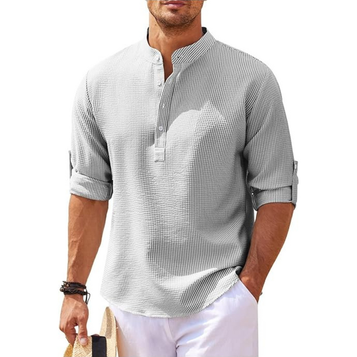 Julian | Men’s Summer Stand-Up Collar Half-Button Shirt