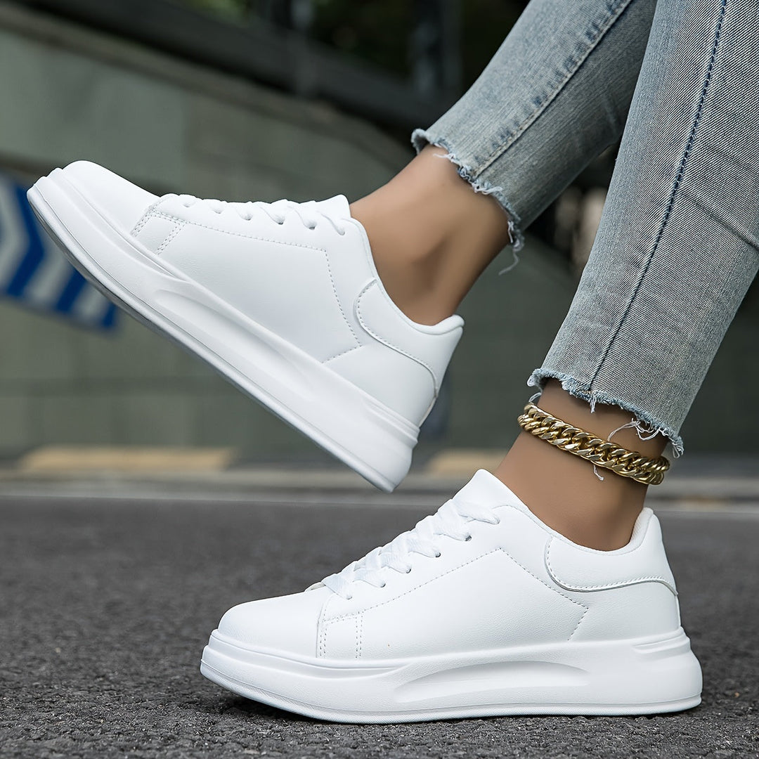Ava | Women’s Minimalist White Leather Sneakers