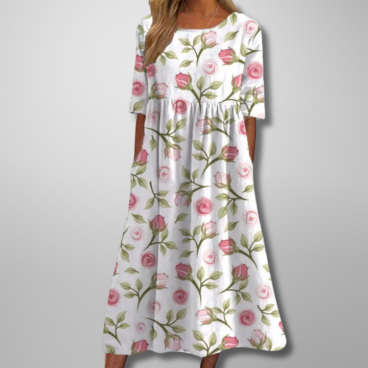Juliette | Relaxed Botanical Print Midi Dress For Women