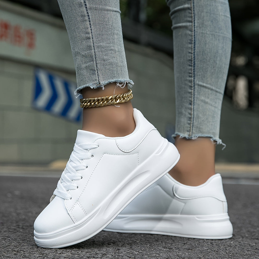 Ava | Women’s Minimalist White Leather Sneakers