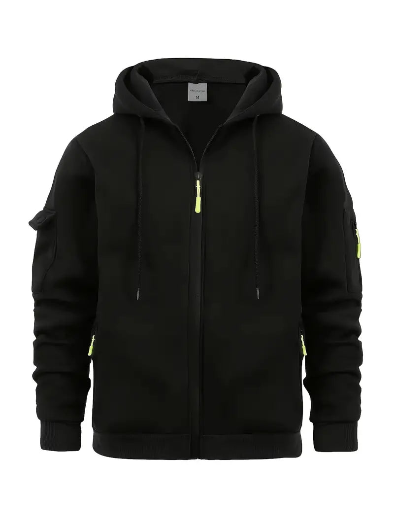 Lucas | Men’s Full-Zip Hooded Sweatshirt With Functional Pockets And Adjustable Drawcord