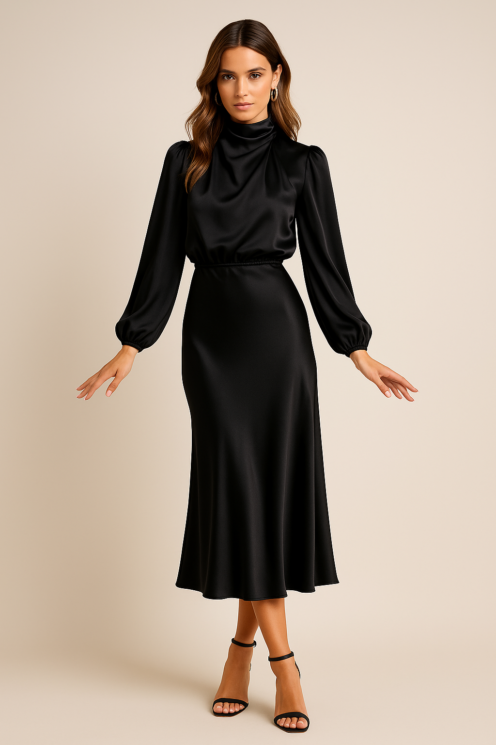 Luna | High-Waist Midi Dress With Elegant Silhouette For Women