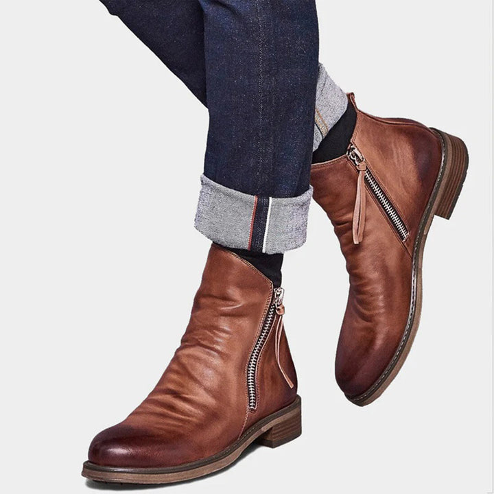 Oliver | Modern Side-Zip Ankle Boots With Comfortable Low Heel For Men