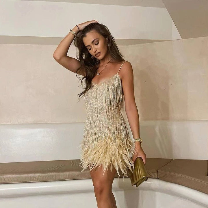 Isadora | Women’s Luxurious Feather Mini Dress