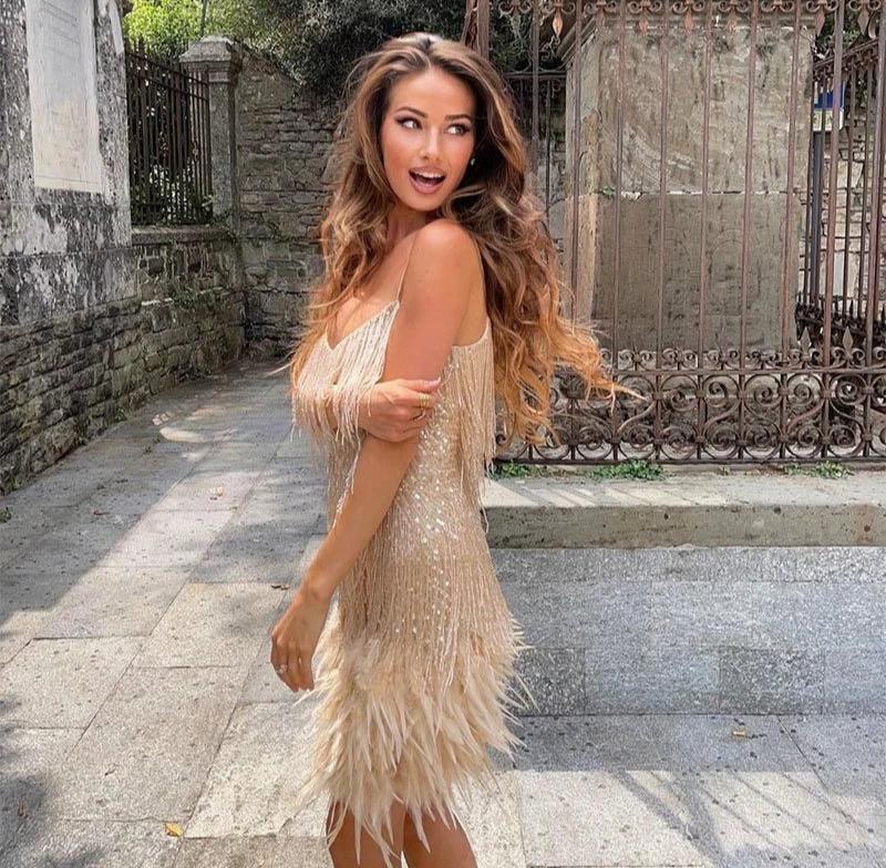 Isadora | Women’s Luxurious Feather Mini Dress