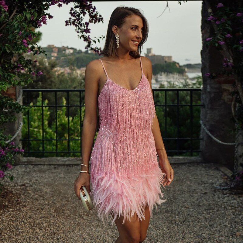 Isadora | Women’s Luxurious Feather Mini Dress