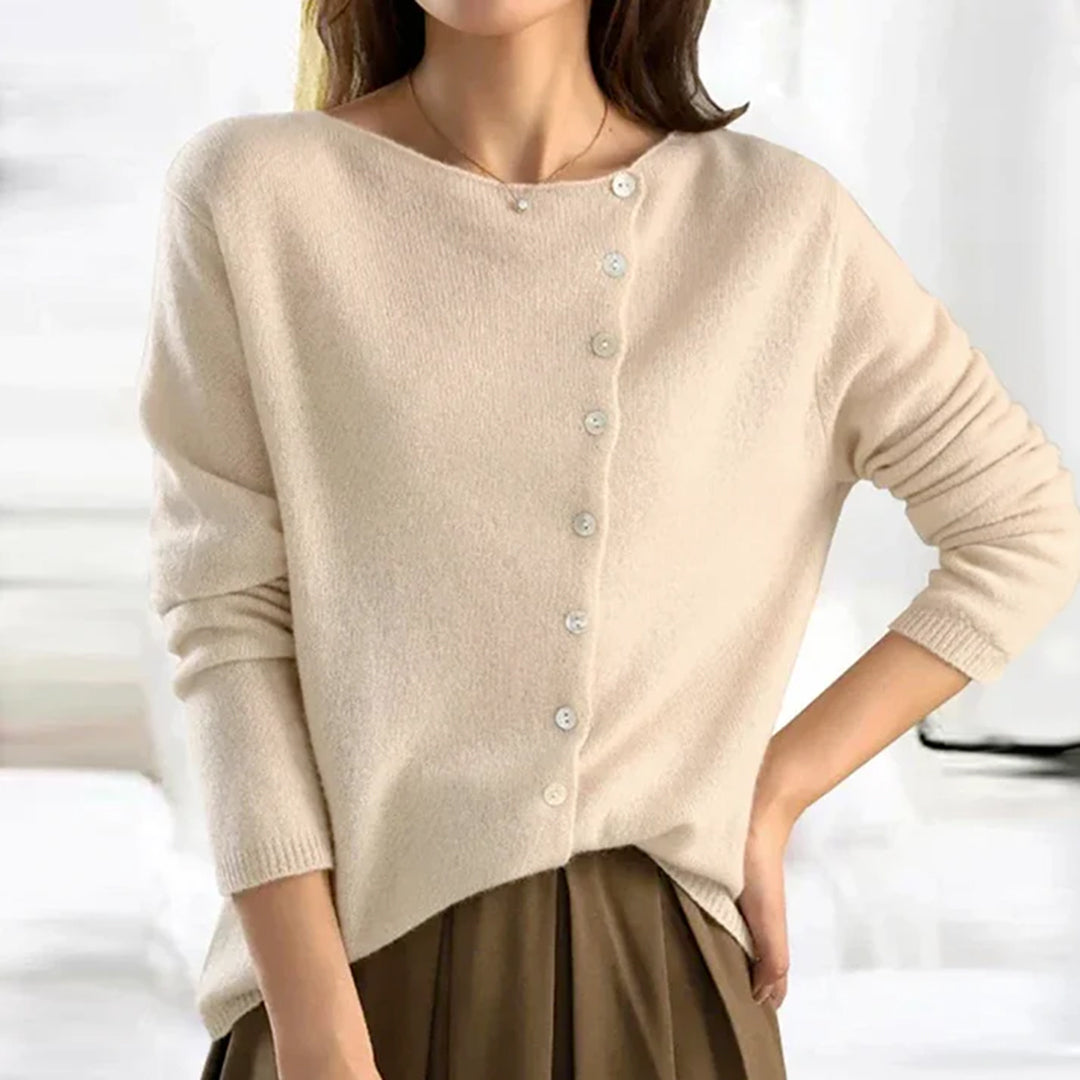 Elise | Soft Stretch Button-Front Knit Top For Women
