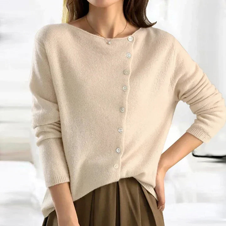 Elise | Soft Stretch Button-Front Knit Top For Women