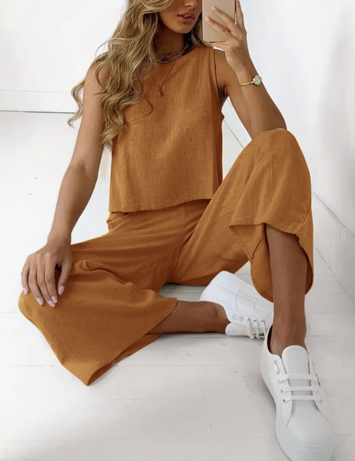 Renee | Women’s Summer Two-Piece Set with Top and Casual Trousers