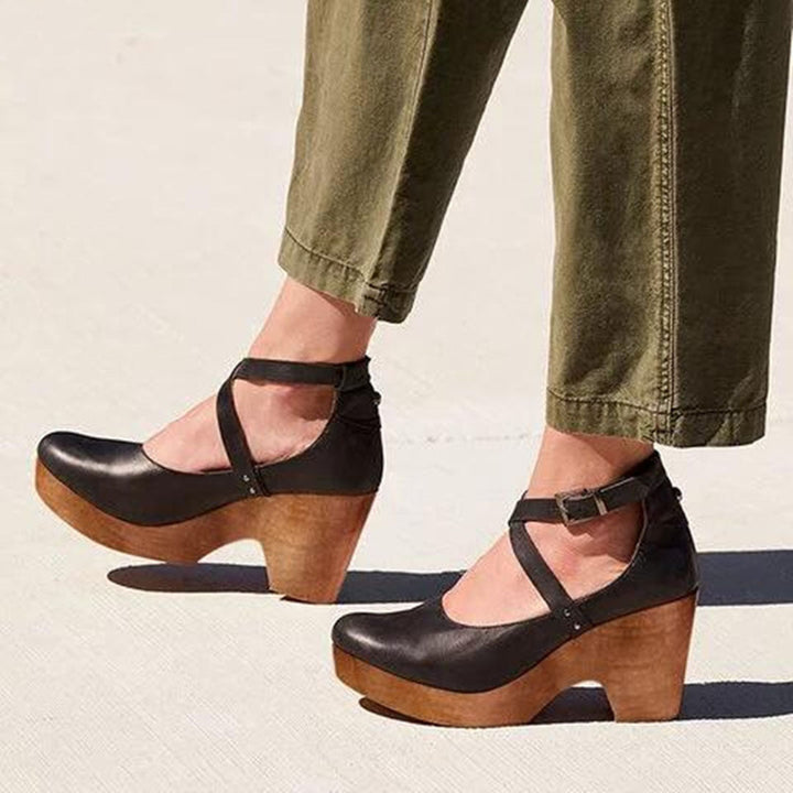 Teresa | Elegant Closed-Toe Ankle-Strap Wedge Heels For Women