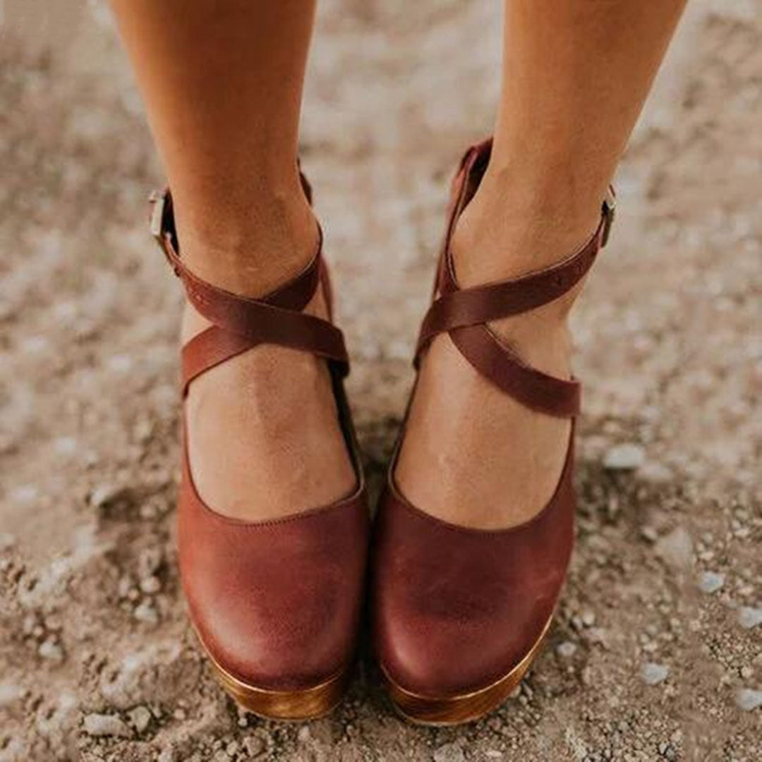 Teresa | Elegant Closed-Toe Ankle-Strap Wedge Heels For Women