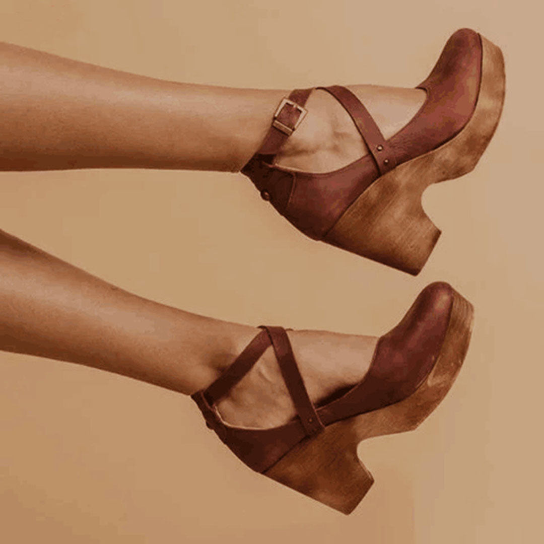 Teresa | Elegant Closed-Toe Ankle-Strap Wedge Heels For Women