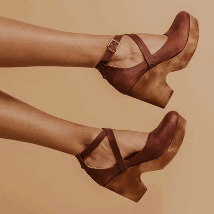 Teresa | Elegant Closed-Toe Ankle-Strap Wedge Heels For Women