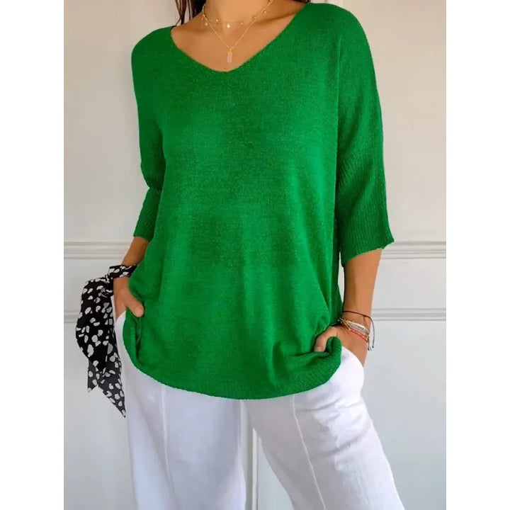 Keira | Women’s V-Neck Knitted Top with 3/4 Sleeves