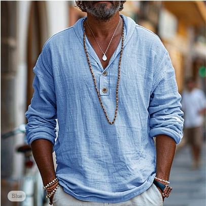 Caleb | Men’s Linen Long Sleeve Shirt