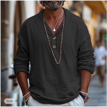 Caleb | Men’s Linen Long Sleeve Shirt