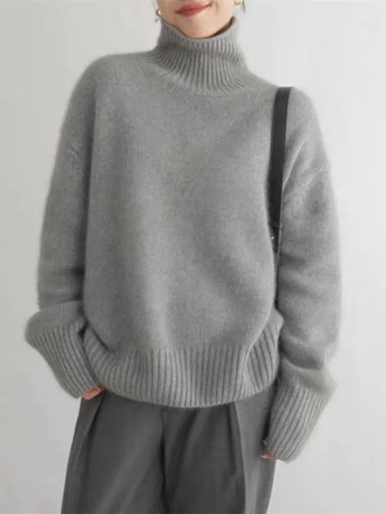 Olivia | Women’s Cozy High-Neck Knit Sweater