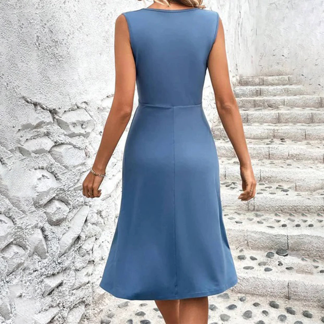 Lara | Women’s Sleeveless Summer Wrap-Neck Dress
