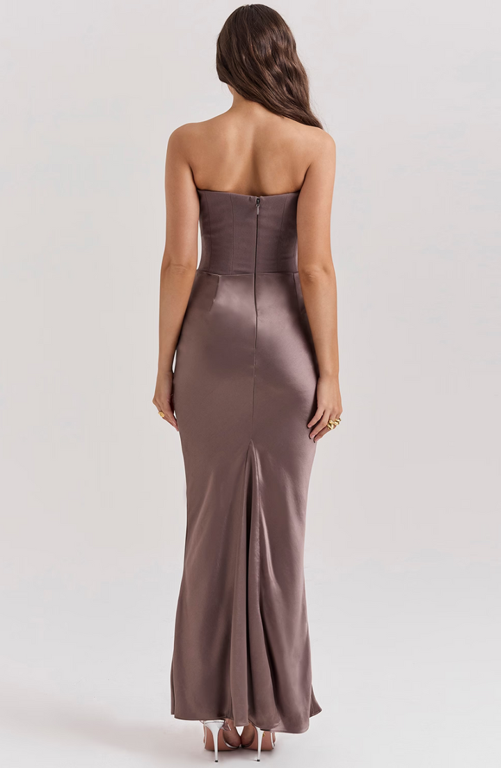 Elara | Sculpted Strapless Corset Maxi Dress With Sleek Silhouette