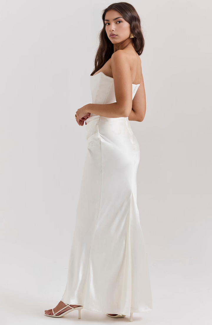 Elara | Sculpted Strapless Corset Maxi Dress With Sleek Silhouette