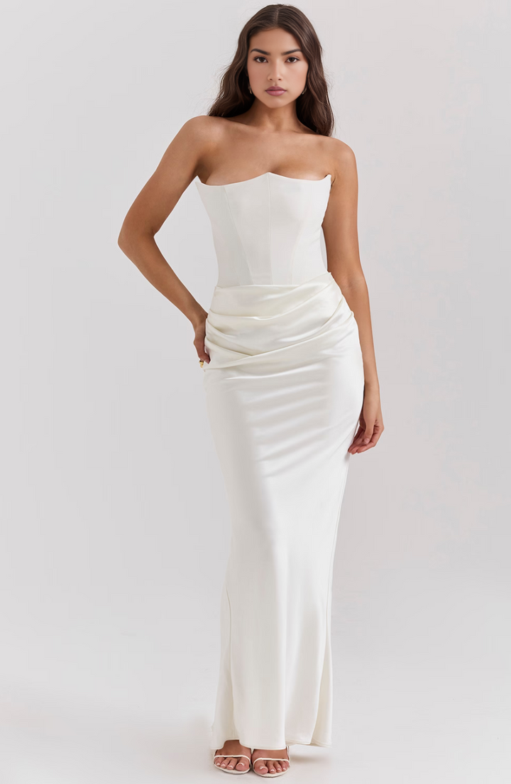 Elara | Sculpted Strapless Corset Maxi Dress With Sleek Silhouette