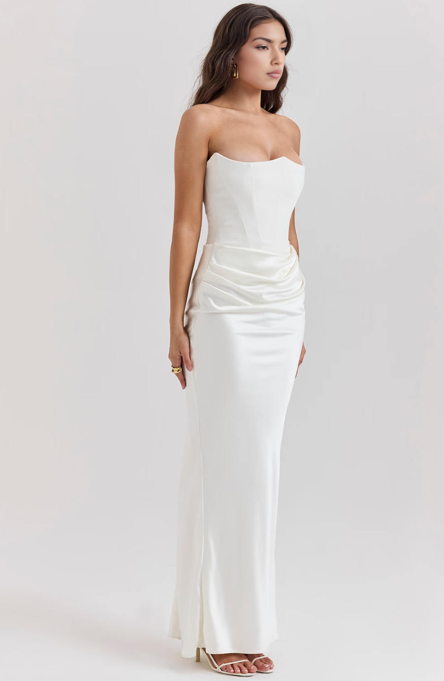 Elara | Sculpted Strapless Corset Maxi Dress With Sleek Silhouette