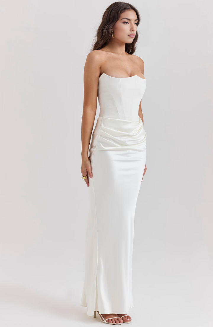 Elara | Sculpted Strapless Corset Maxi Dress With Sleek Silhouette