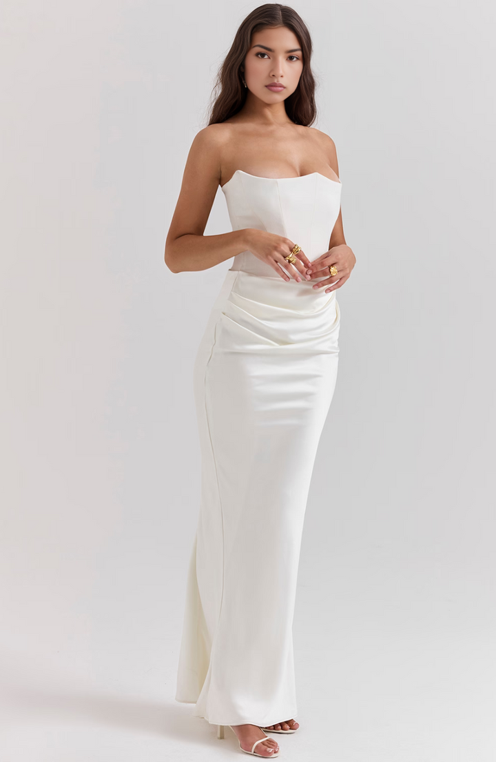 Elara | Sculpted Strapless Corset Maxi Dress With Sleek Silhouette