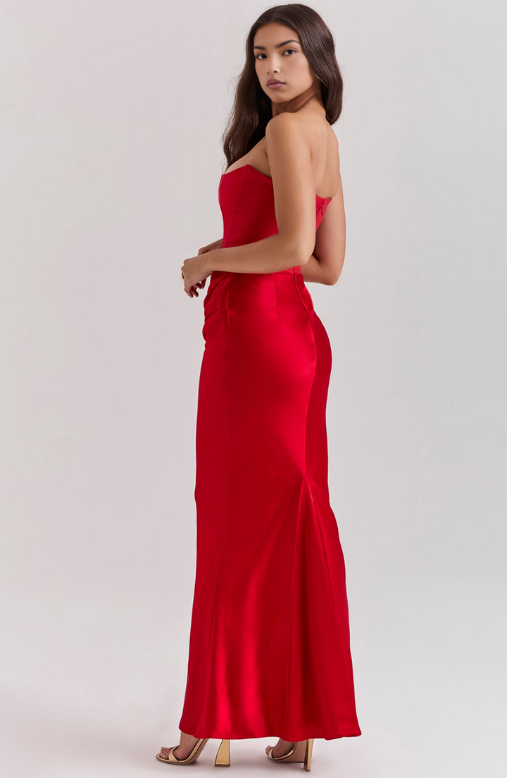 Elara | Sculpted Strapless Corset Maxi Dress With Sleek Silhouette