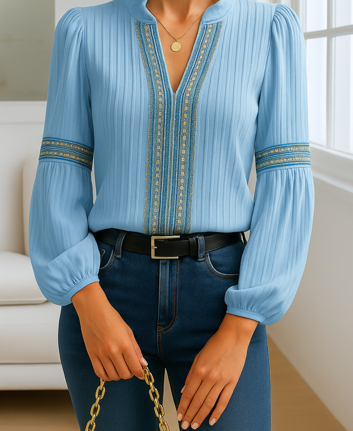 Elara | Timeless Soft-Touch Blouse With Feminine Neckline
