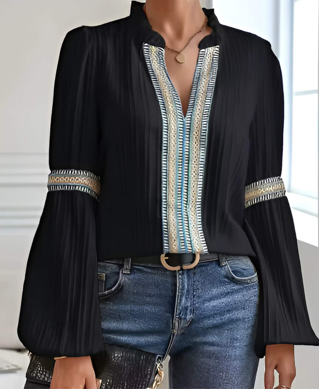 Elara | Timeless Soft-Touch Blouse With Feminine Neckline