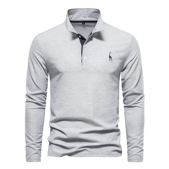 Adam | Men’s Long-Sleeve Knit Polo Top With Buttoned Front And Structured Collar