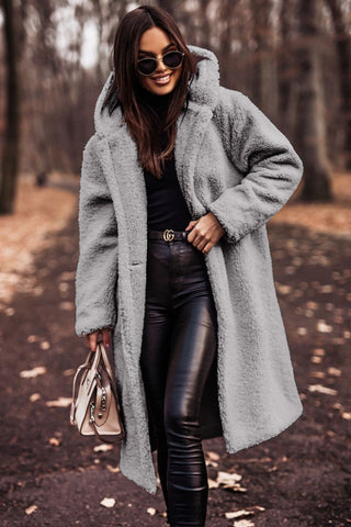 Sophie | Trendy Long Teddy Coat With Hood