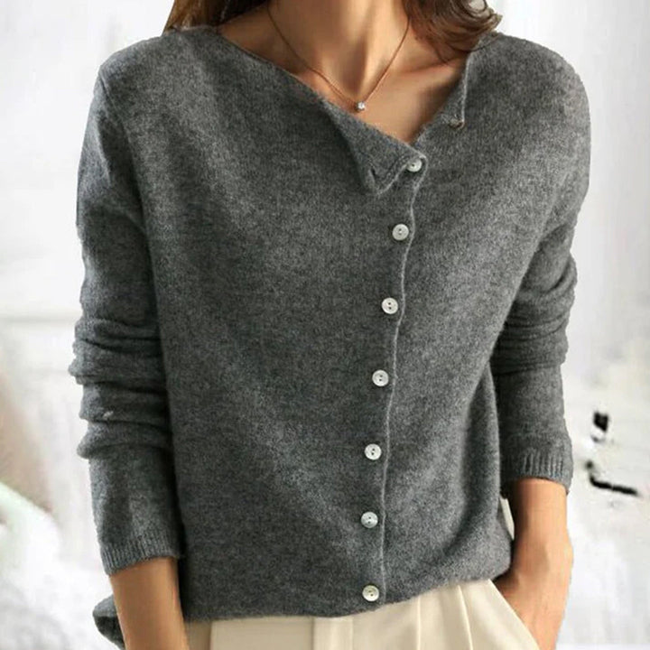 Elise | Soft Stretch Button-Front Knit Top For Women