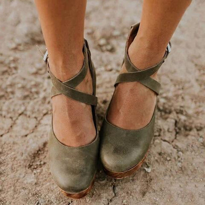 Teresa | Elegant Closed-Toe Ankle-Strap Wedge Heels For Women