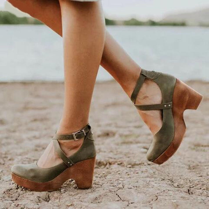 Teresa | Elegant Closed-Toe Ankle-Strap Wedge Heels For Women