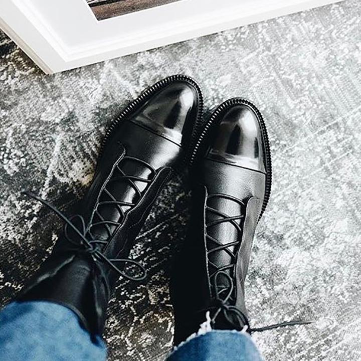 Luna | Lace-Up Leather Ankle Boots For Women