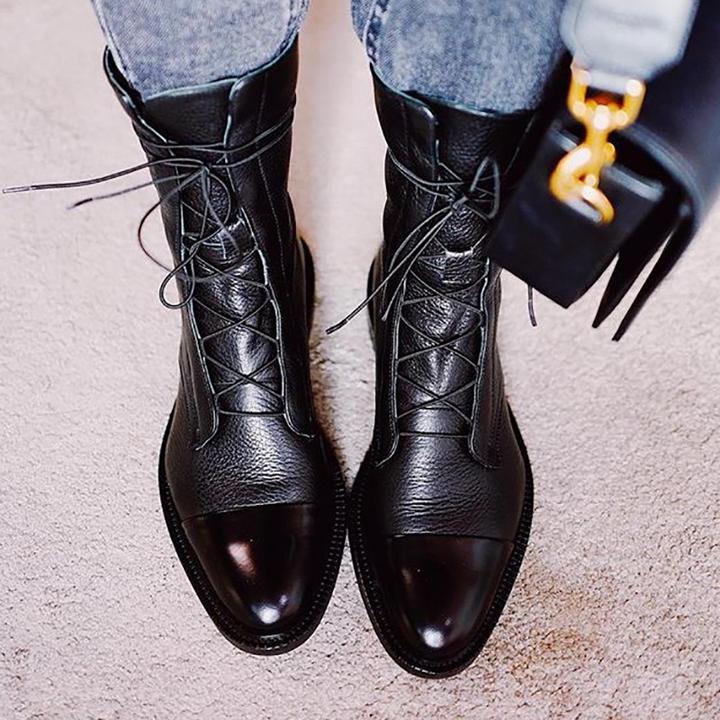 Luna | Lace-Up Leather Ankle Boots For Women