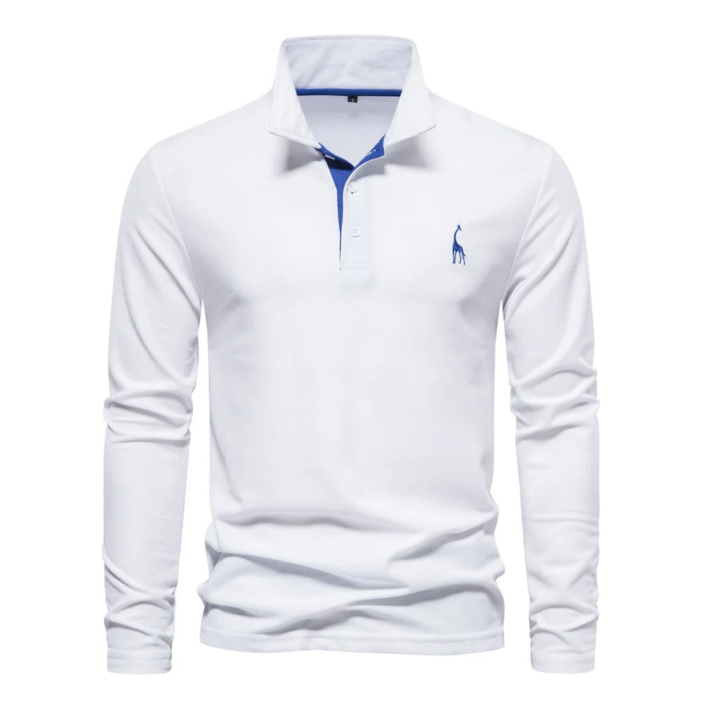 Adam | Men’s Long-Sleeve Knit Polo Top With Buttoned Front And Structured Collar
