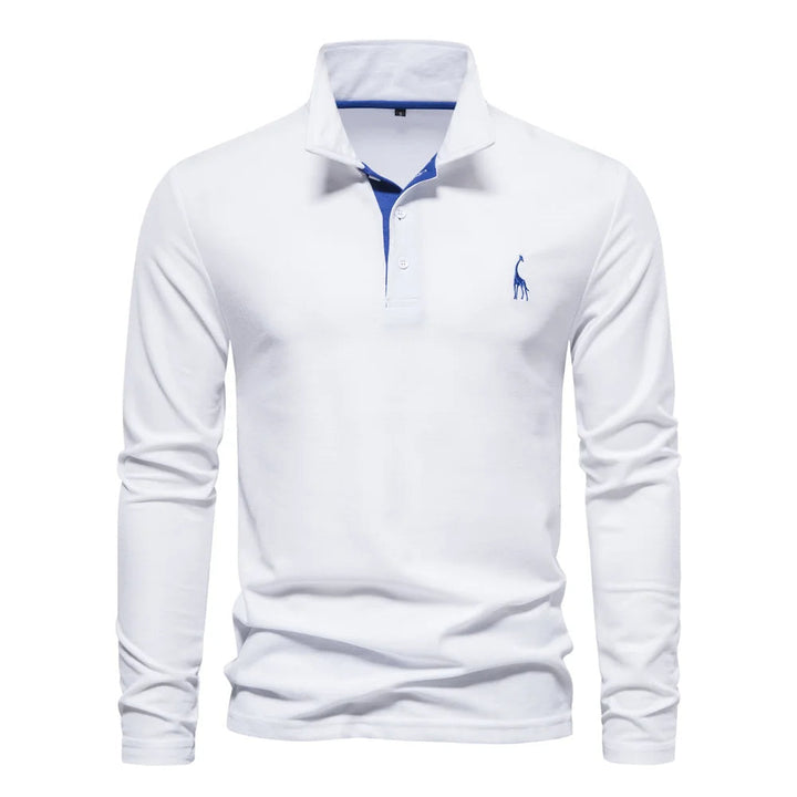 Adam | Men’s Long-Sleeve Knit Polo Top With Buttoned Front And Structured Collar