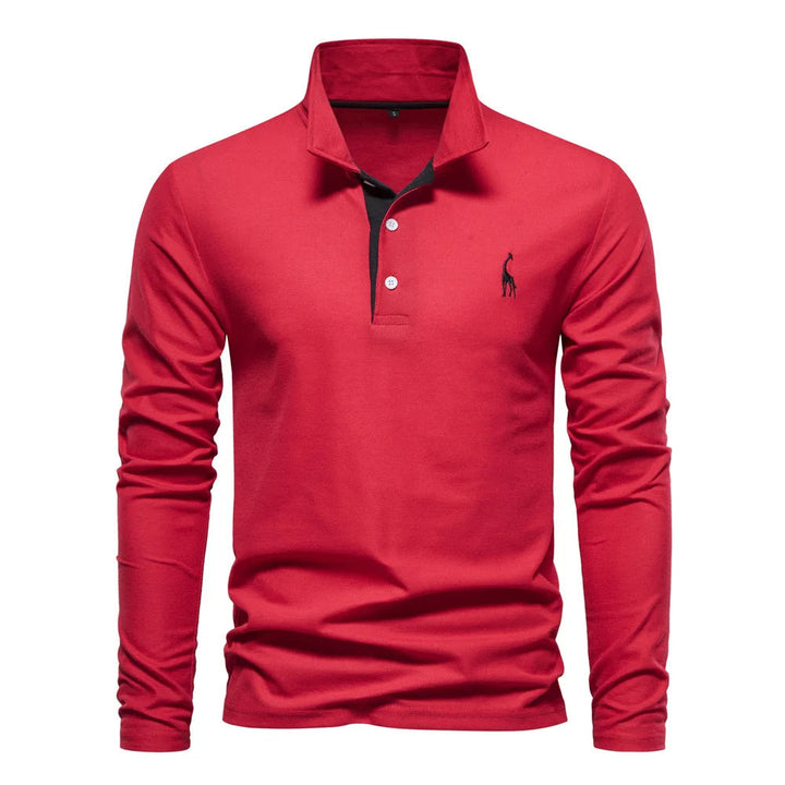 Adam | Men’s Long-Sleeve Knit Polo Top With Buttoned Front And Structured Collar