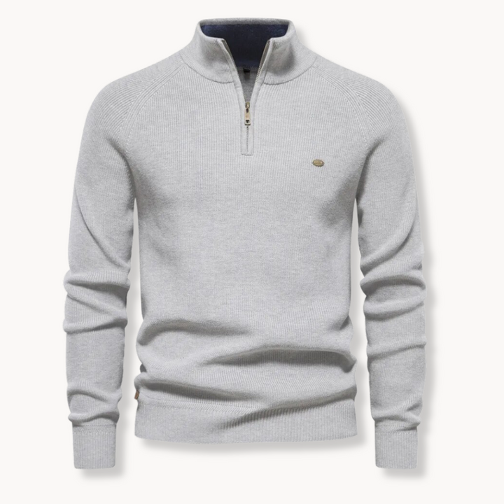 ETHAN | Men’s Slim-Fit Knit Jumper With Half-Zip Front And Stand Collar
