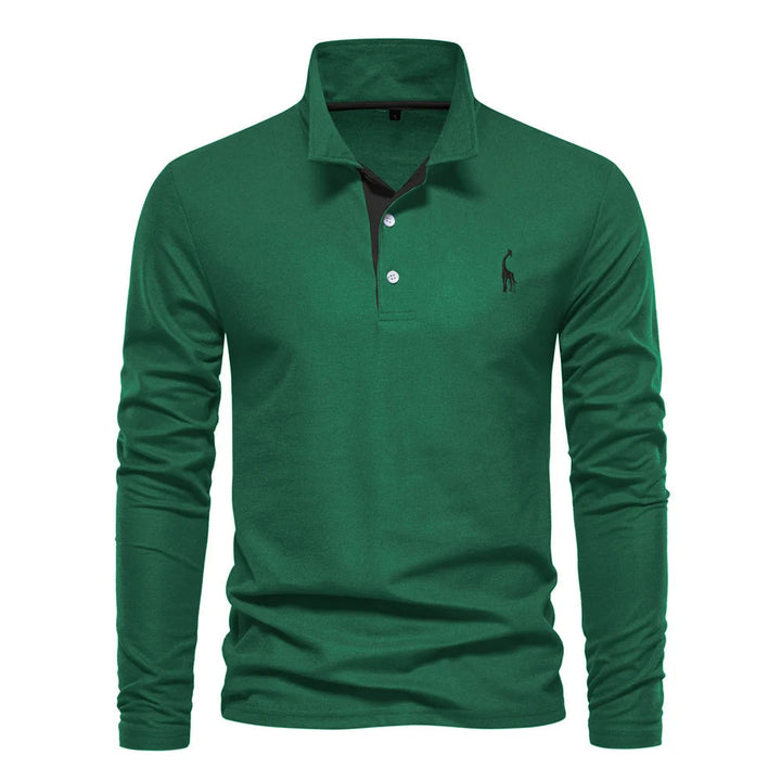 Adam | Men’s Long-Sleeve Knit Polo Top With Buttoned Front And Structured Collar