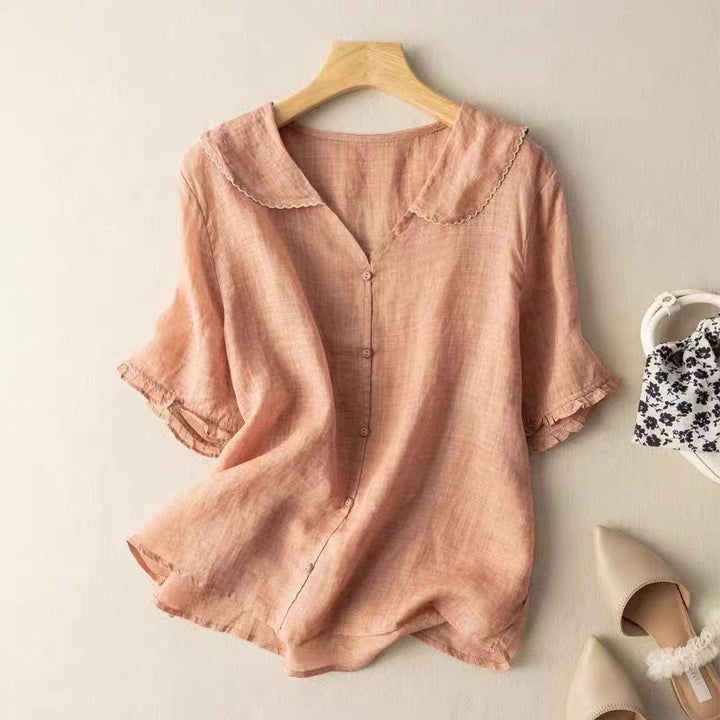 Eloise | Refined Scalloped-Collar Button Blouse For Women