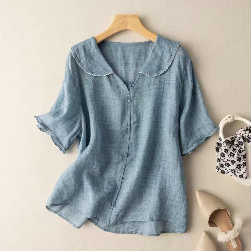 Eloise | Refined Scalloped-Collar Button Blouse For Women